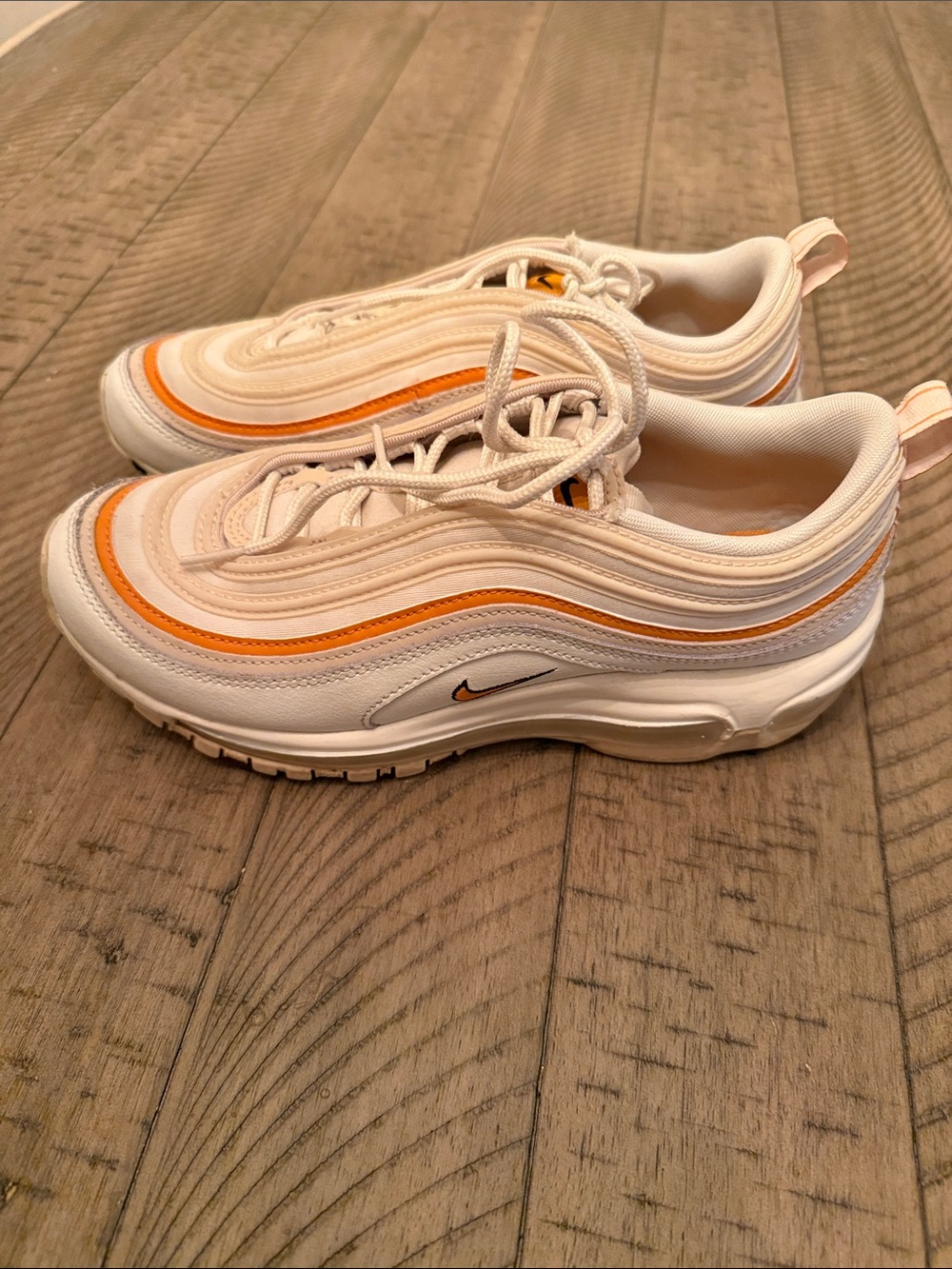 Nike Cream and Orange Air Max 97 Sneakers